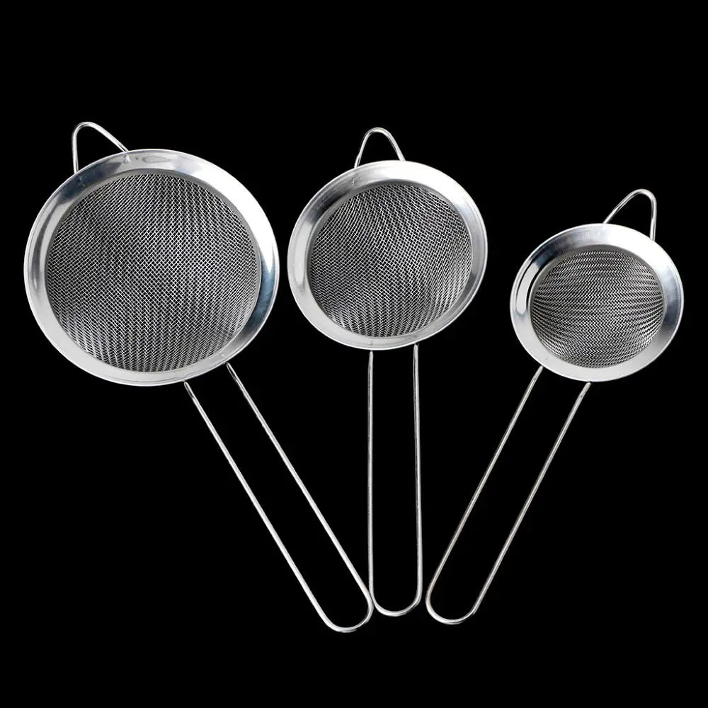 Flour Strainer Mesh With Handle Diameter7/8/10/12/14/16/18/20/22cm Stainless Steel Colander Tea Sifter Kitchen Sieve Filter Tool
