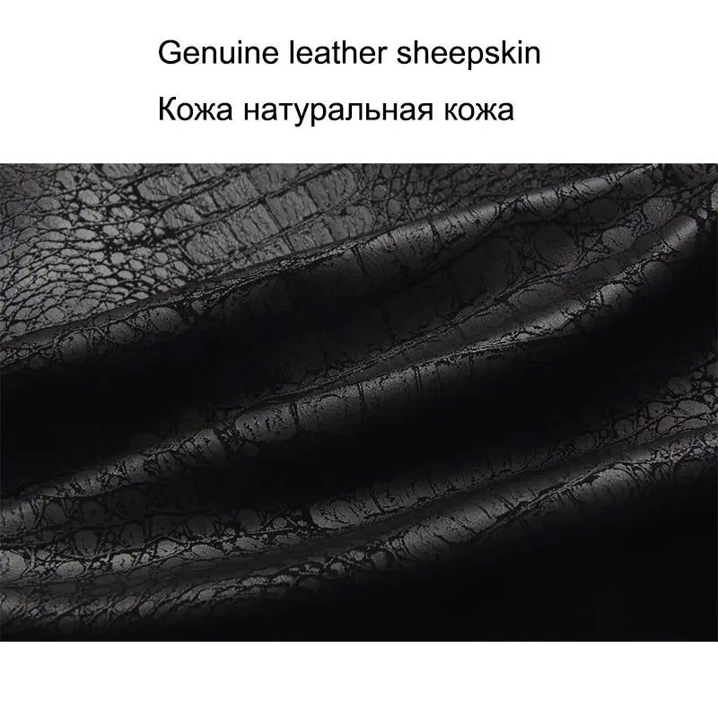 Brand leather jackets formen Genuine Sheepskin coats Crocodile pattern Dusen Klein  Fashion leather men coat and jacket J1718