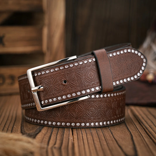 A men's and women's retro metal buckle casual style multi-color PU belt suitable for daily leisure four seasons (send punch nail