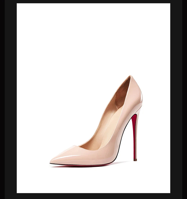 12cm (3) Women’s Patent Leather Pointed-Toe High Heels – 12cm Thin Heel