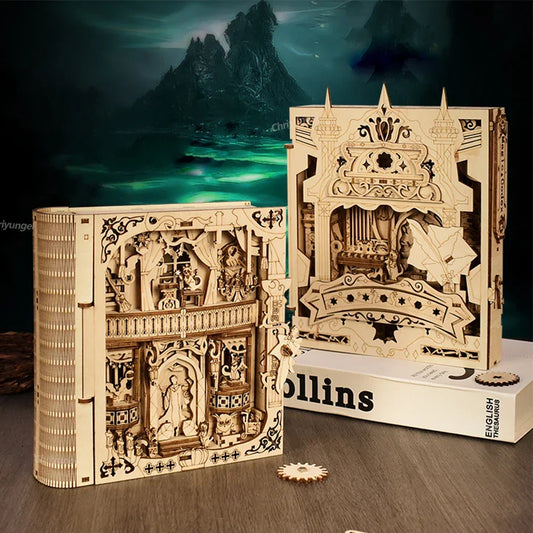 Book of Secrets 3D Puzzle Wooden DIY Assembly Miniature House Kit Home Living Room Decor Crafts Gift for Adults Kids 2 Styles