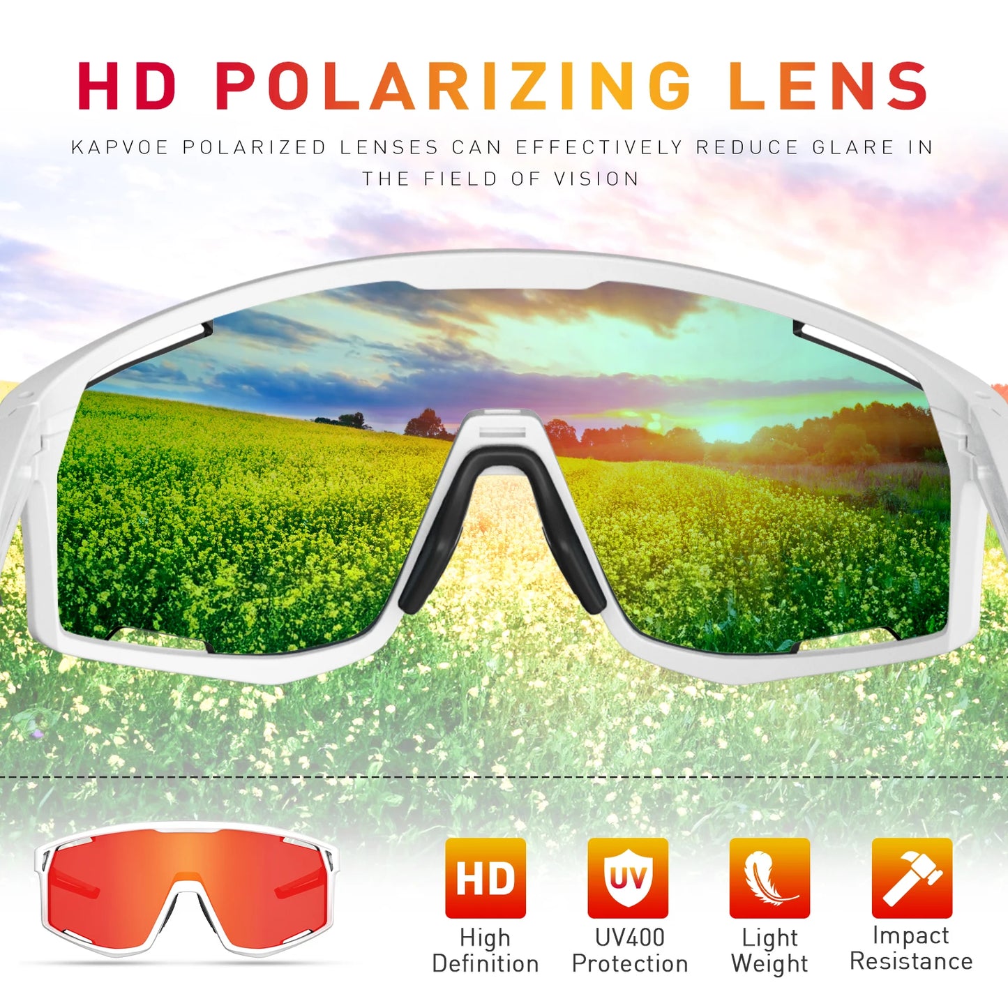 Kapvoe Polarized Sunglasses for Men Women Luxury Sun Glasses Baseball Driving Fishing Cycling Golf Bike Glasses Fashion Shades
