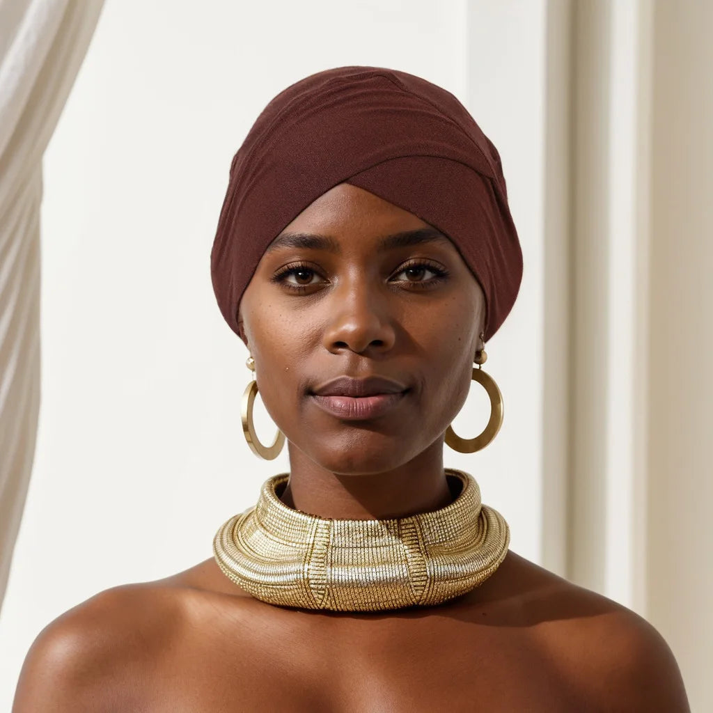 Women Stretchy Turban Modal Jersey Inner Hijab Muslim Hat Solid Color Tube Cap Islamic Under Scarf Headwrap Bonnet Arab Headband