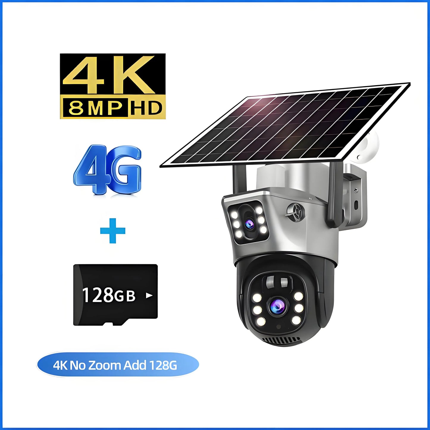 10x Zoom 4G SIM Solar Camera Outdoor 6K 12MP Three Lens HD Night Vision IP Surveillance Camera Security Protection  PTZ CCTV Cam