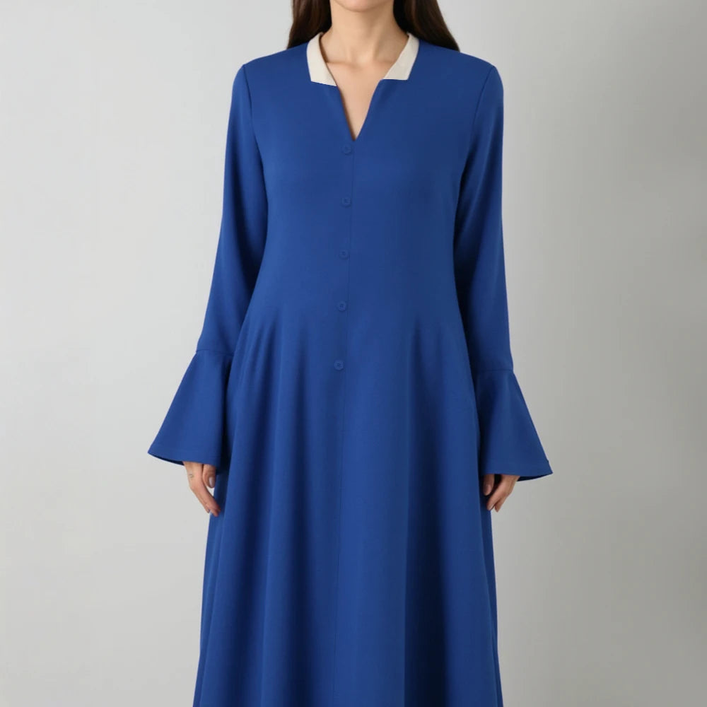 Rafiah Women's Dresses Summer Elegant Decent 2025 Long Sleeve Lapel Midi A Line Casual Long Dresses