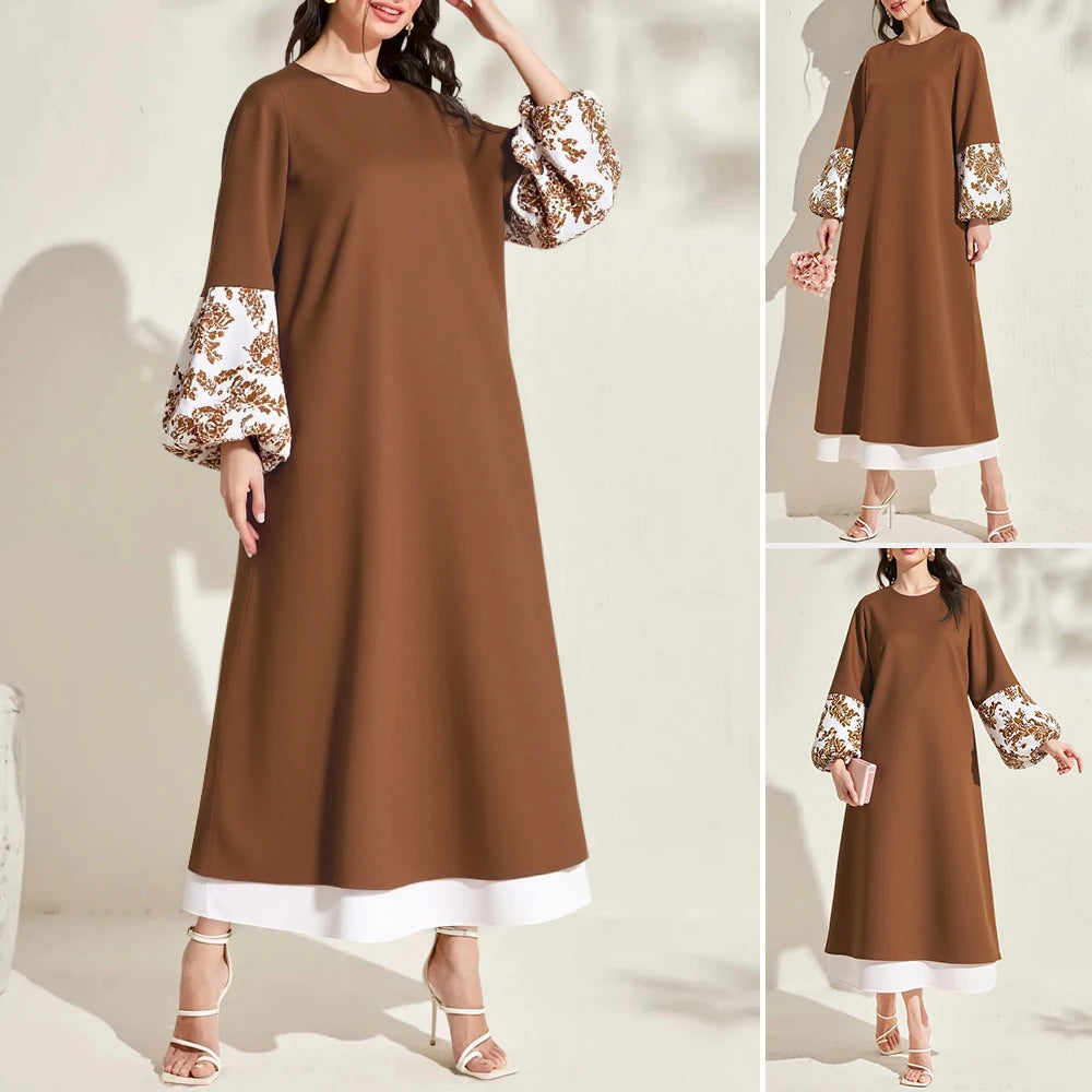 Rafiah Women's Dresses Summer Elegant Decent Fashion 2025 Solid Color
Long Sleeve Round-Neck A Line Casual Long Dress