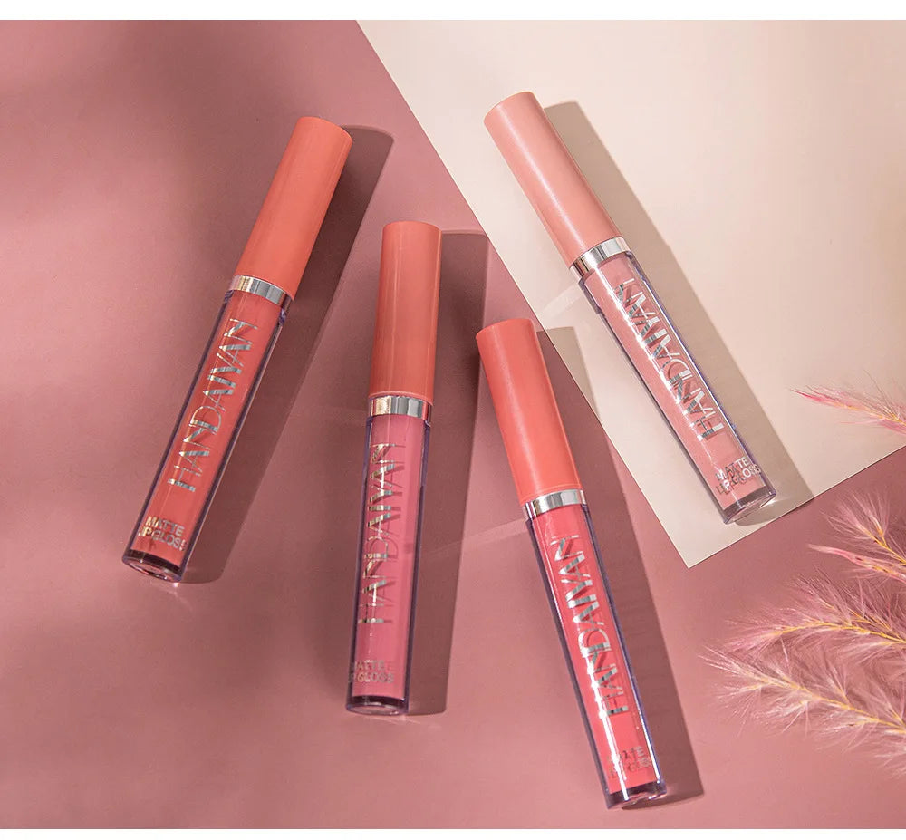 HANDAIYAN 6 Shade Lipstick Set Matte Finish Liquid Lip Gloss Waterproof Long Lasting No Smudge Vegan Beauty