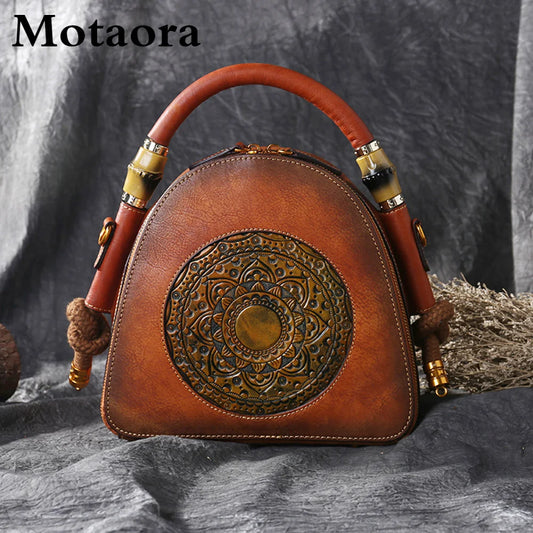 MOTAORA Luxury Handmade Embossed Women Messenger Shoulder Bags Female Designer Handbags High Quality New Ladies Genuine Leather