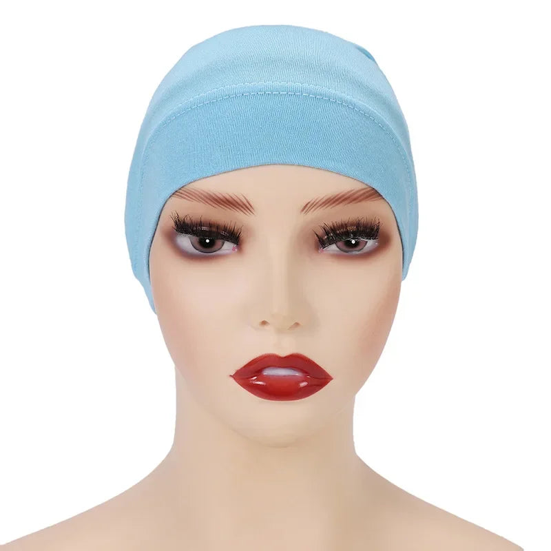Cotton Muslim Underscarf Inner Tube Cap Islamic Eid Prayer Hijab Bottom Hat Headwear Arab  Women Wrap Headscarf Turban