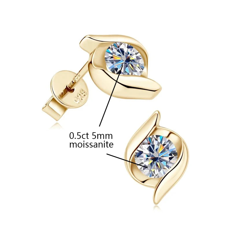 Sterling Silver 925 Real Moissanite Jewelry Set for Women 2.0ctw D Color Lab Diamond Stud Earrings Pendant Necklace Sets Gift