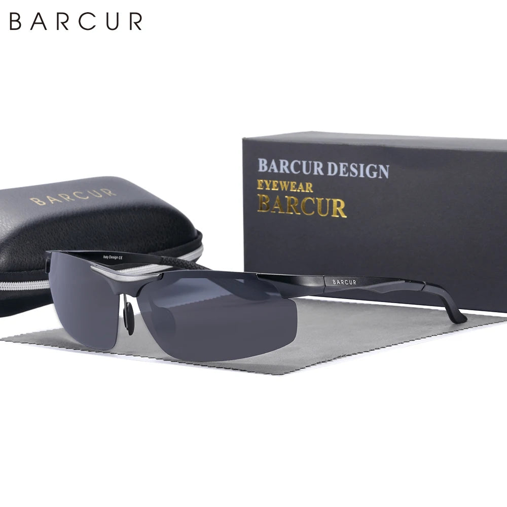 BARCUR Aluminium Magnesium Sunglasses for Men Polarized UVA&B Protection Photochromic Ultralight Sun Glasses Sports Eyewear