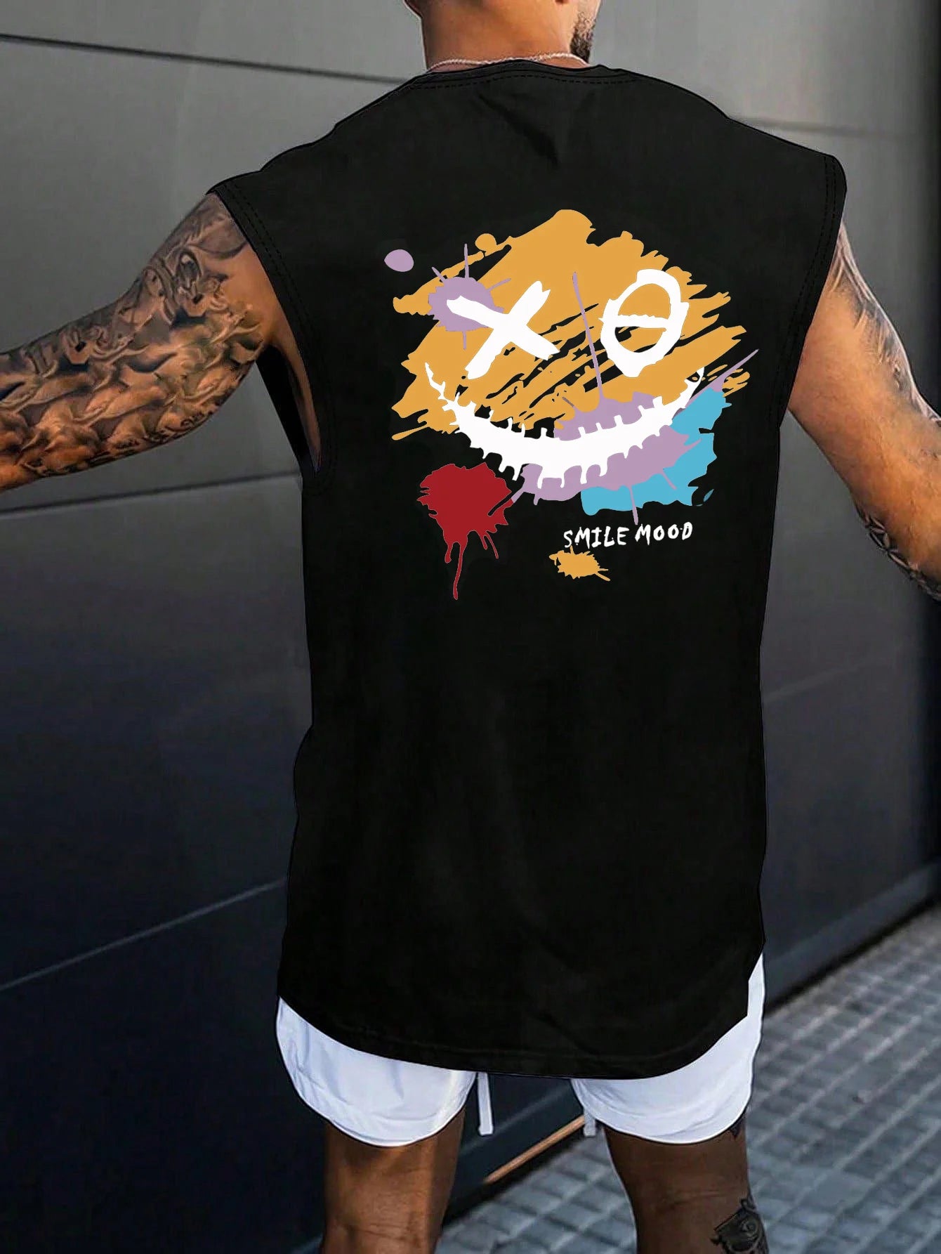 😄 Men’s Summer Sleeveless Vest,XO Smiling Face Print | Loose Fit | Comfortable & Breathable | Casual & Travel
