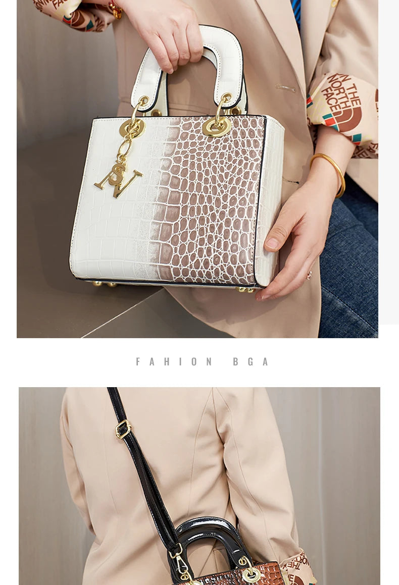 Fashion gradient high-grade alligator print women's handbag, texture all matching travel single shoulder crossbody bag
