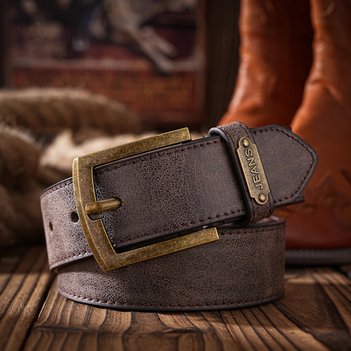 A Western-style PU material belt for both men and women, a casual, retro and classic personalized belt