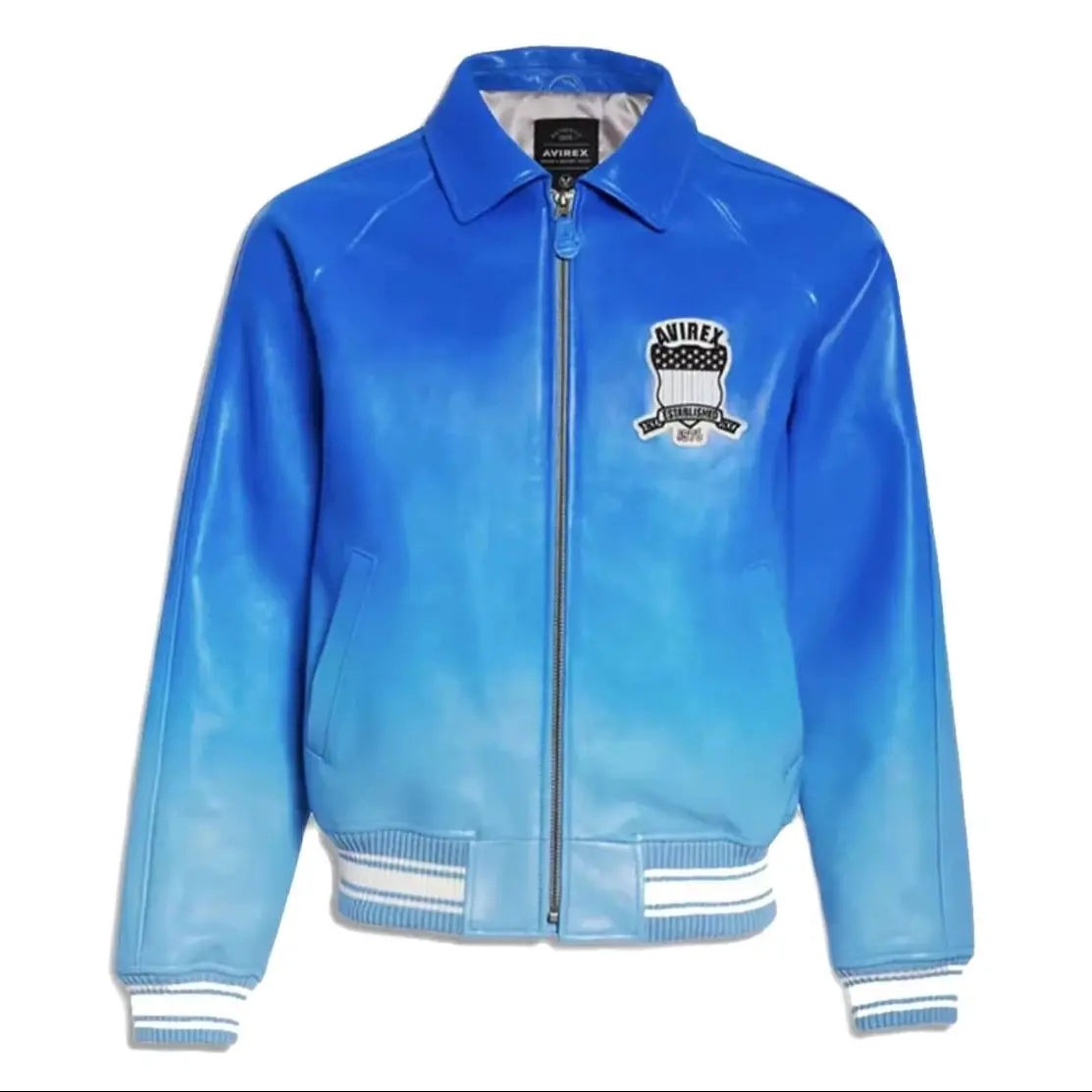 AVIREX New French Lambskin Baseball Suit Men's Gradient Fashion Casual US Size Original Lapel Loose Genuine Leather Jacket coat