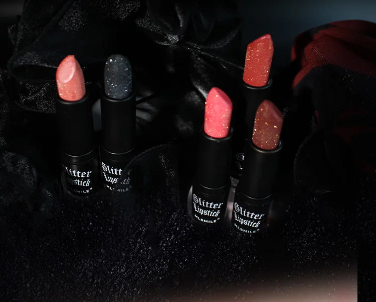 MLSMILE Multi-Color Non-stick Cup Matte Lipstick Flash Lasting Easy Color Diamond Lipstick Dark Halloween Look