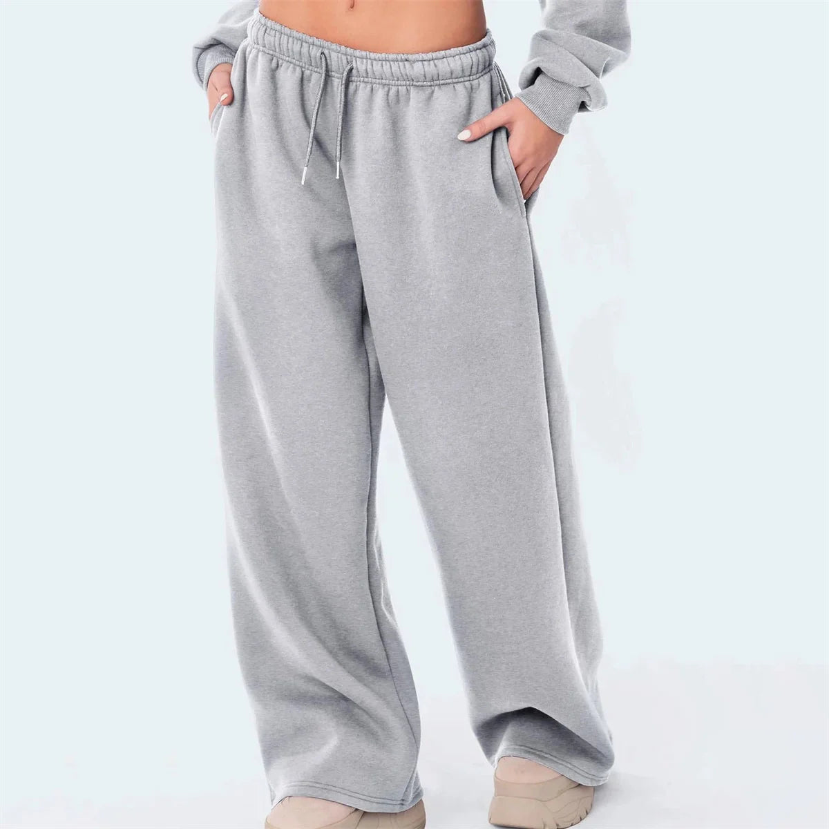 Casual Straight Joggers Sweatpants Women Fashion Retro Solid Drawstring High Waist Pant Spring Summer Street Trouseres 2025 Chic