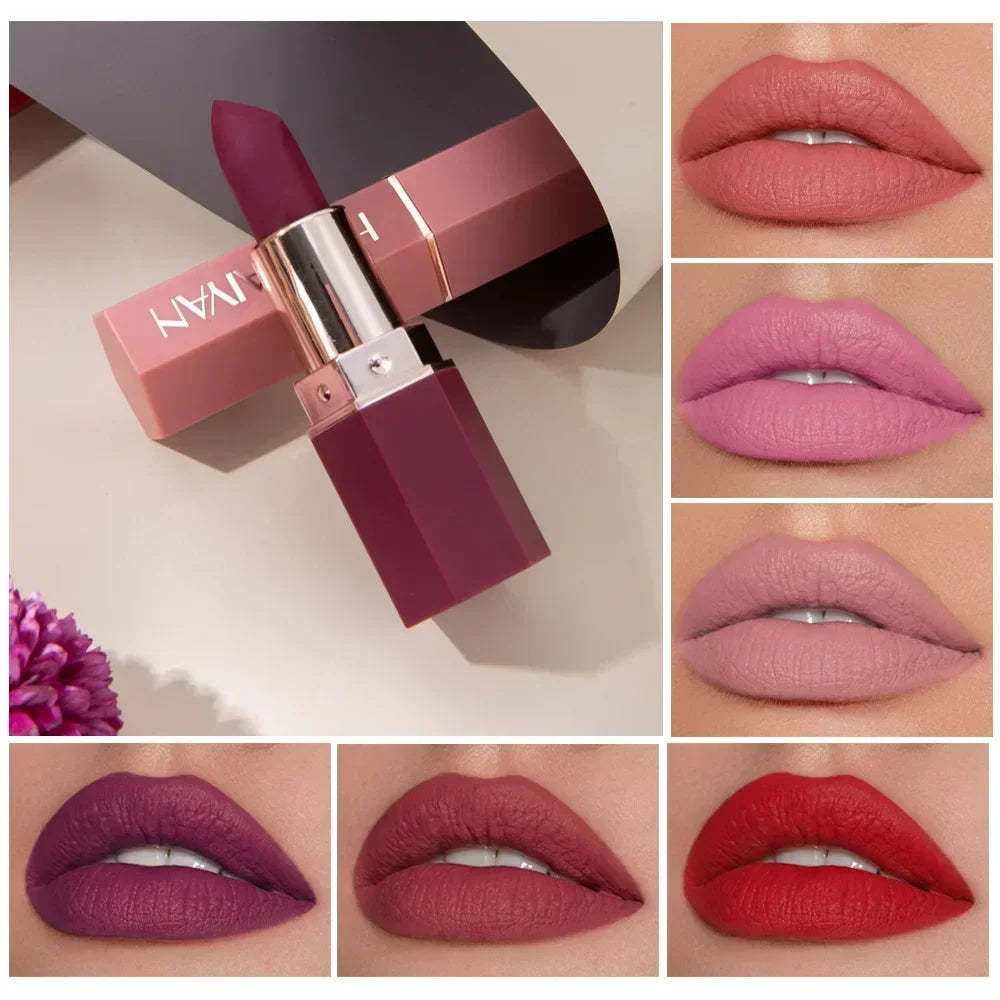 Nude Matte Lipstick Waterproof Long Lasting Non-stick Cup Lip Stick Not Fading Sexy Red Pink Velvet Lipsticks Makeup Cosmetics