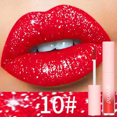 18 Color Sexy Red Diamond Glitter Lip Gloss Metallic Waterproof Long Lasting Matte Shimmer Liquid Lipstick Women Makeup Cosmetic
