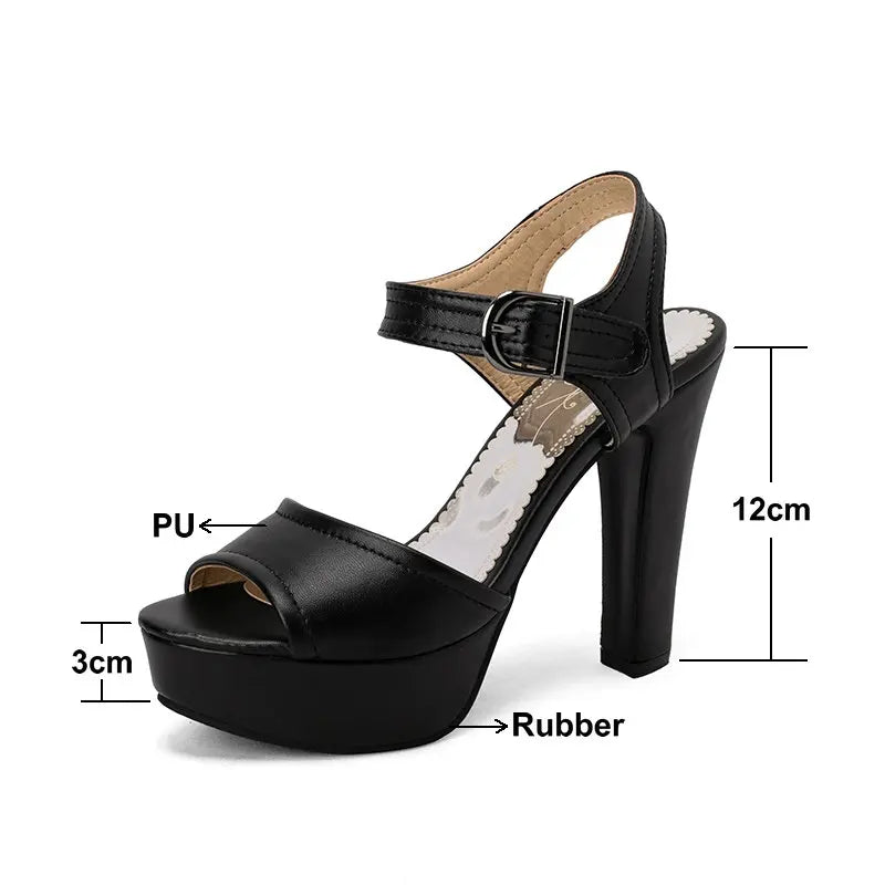 Peep Toe Sandals Women Super High Heels 2025 Big Size 47-50 Leather Platform Summer Walking Shoes