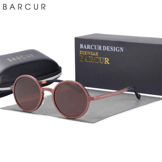 BARCUR Man Round Sunglasses Men Ultra Light Glasses Retro Vintage Women Sun Glasses UV400 Eyewear Accessory