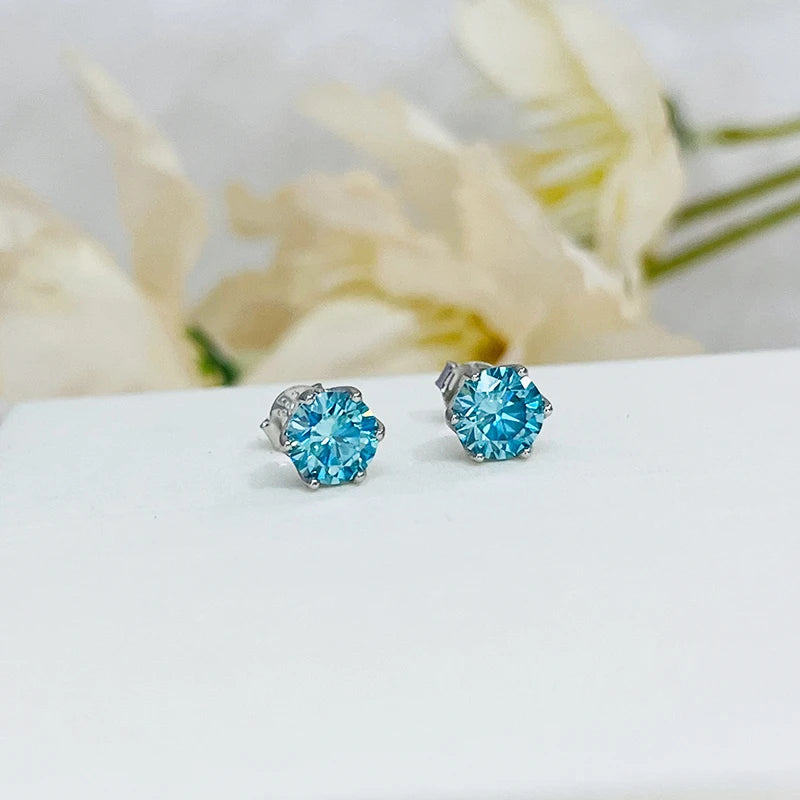 JoyceJelly 1/2/4CT VVS D Color Moissanite Russian Cut 8H8A Lab Diamond Stud Earrings For Women S925 Sterling Silver Fine Jewelry