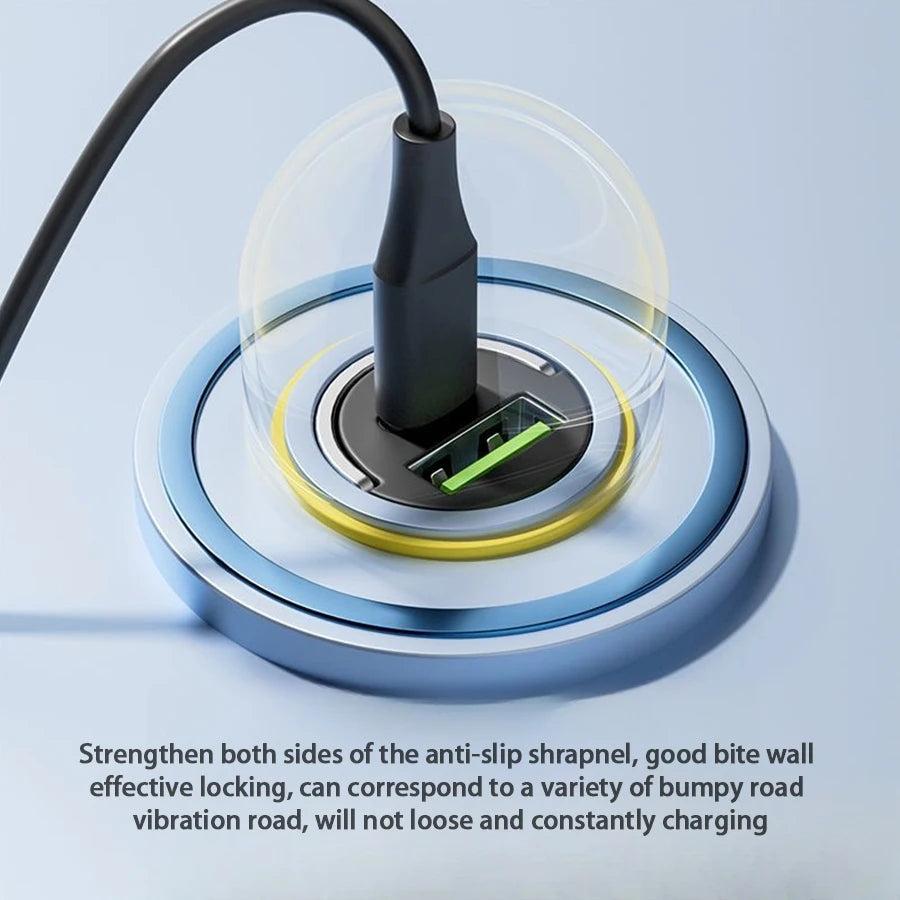 شاحن سيارة صغير مخفي مزود بحلقة سحب USB+TYPE C شاحن سريع مناسب لمجموعة متنوعة من أجهزة الهواتف المحمولة