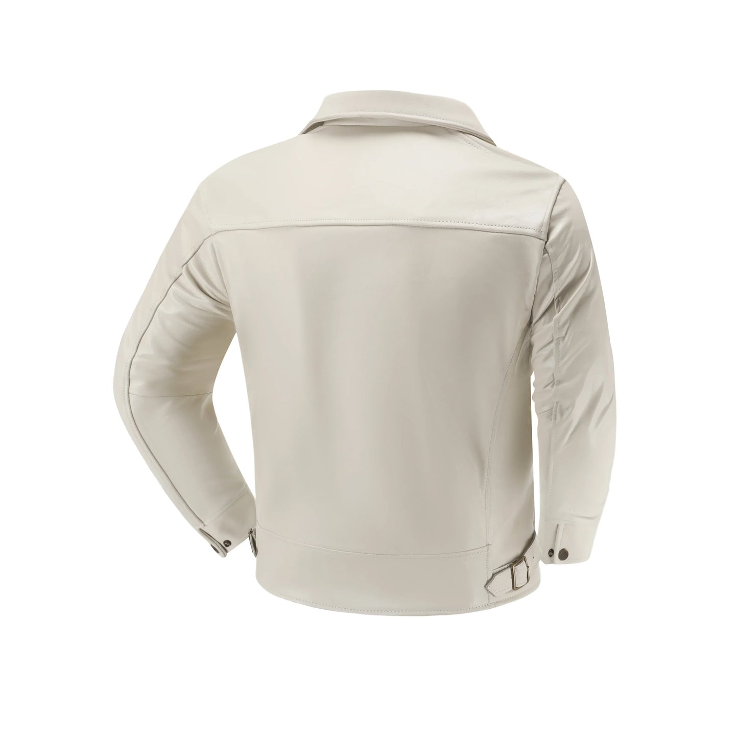Men's Genuine Leather Jacket White Lapel Calfskin Jacket Natural Cowhide Men's Coat Slim Fit Top Layer Cowhide Biker Jacket