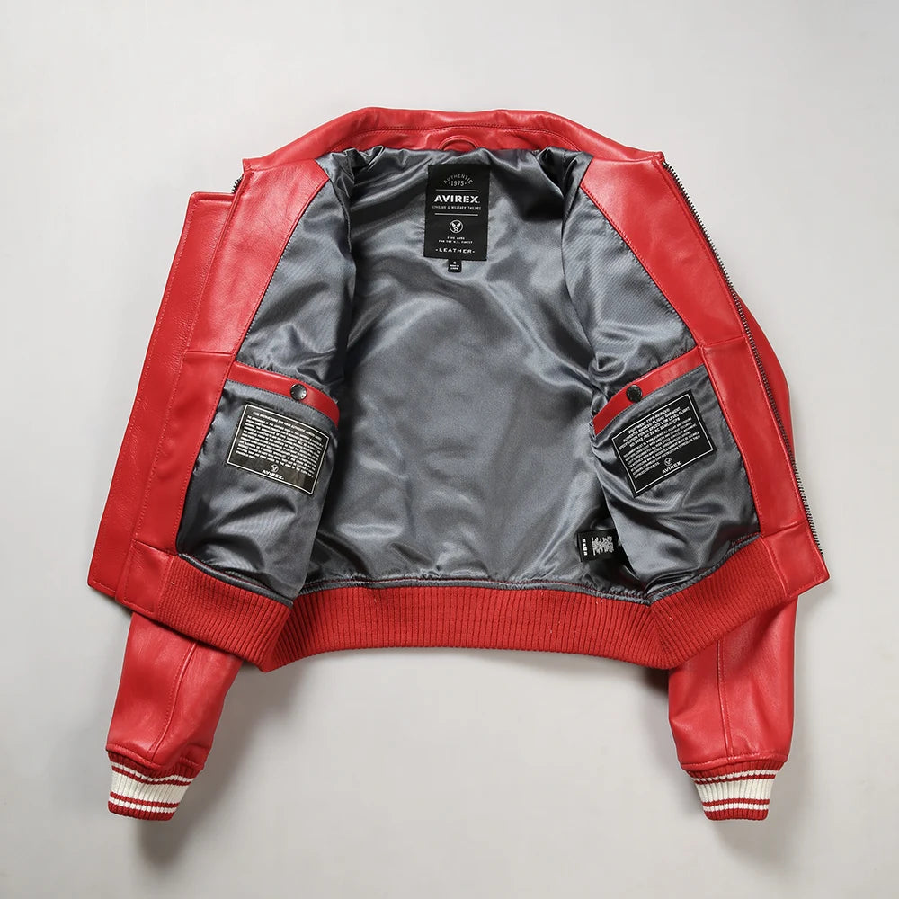 Fall and Winter Season New Women's Flight Suit Jacket French Lamb Leather Loose Fit outfits US Size Genuine Leather Coats coats