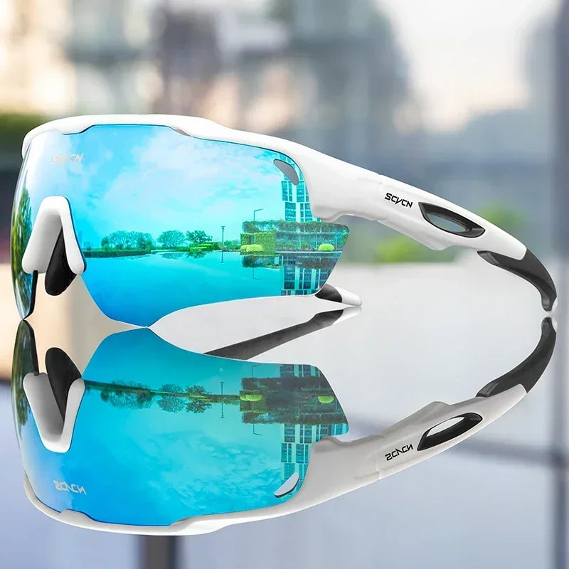SCVCN Cycling Sunglasses Fashion Polarized MTB Glasses Bicycle UV400 Cycle Eyewear Photochromic Bike Goggles for Men Women