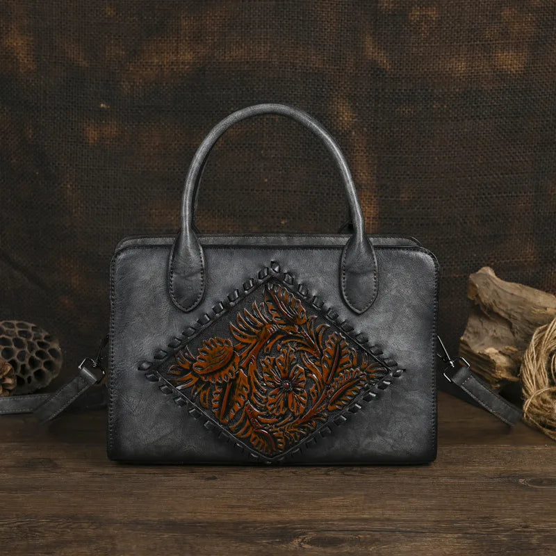 MOTAORA 2025 Vintage Leather Handbag Women Anti-Theft Shoulder Bag with Embossed Pattern, Mother's Day Gift Purse for Daily Use