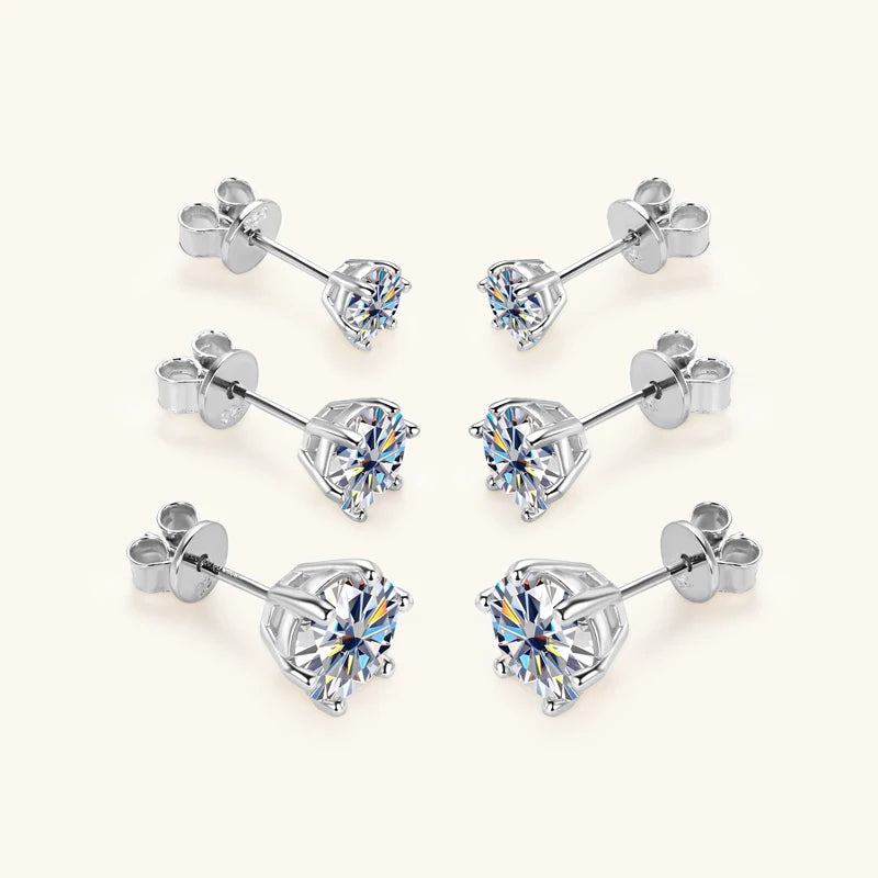 Lnngy 925 Sterling Silver Earring Necklace Certified GRA 0.5ct-3ct Solitaire Moissanite Pendant Necklace Earrings Jewelry Set