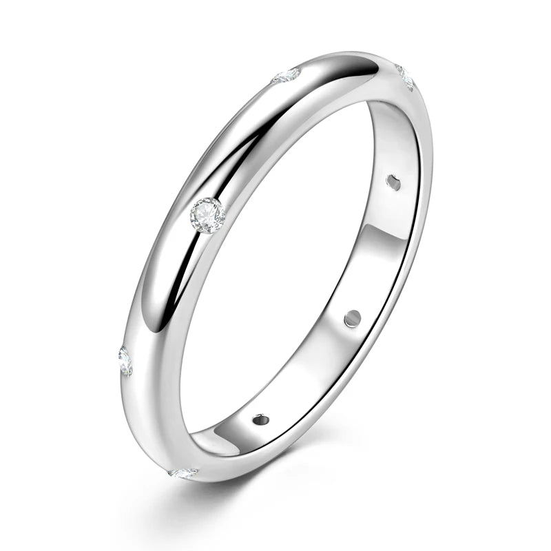 Lnngy 1.6mm Moissanite Diamond Rings Certified 925 Sterling Silver Marriage Ring For Women Couples Wedding Bands Jewelry Gift