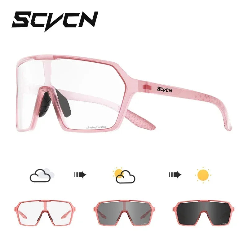 SCVCN Photochromic Sunglasses for Men Cycling Glasses UV400n Women Driving Glasses MTB Road Bike Sport Eyewear Running