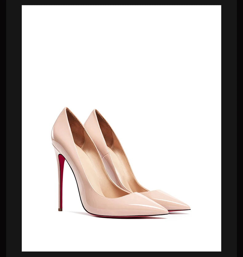 10cm (2) Women’s Patent Leather Pointed-Toe High Heels – 10cm Thin Heel