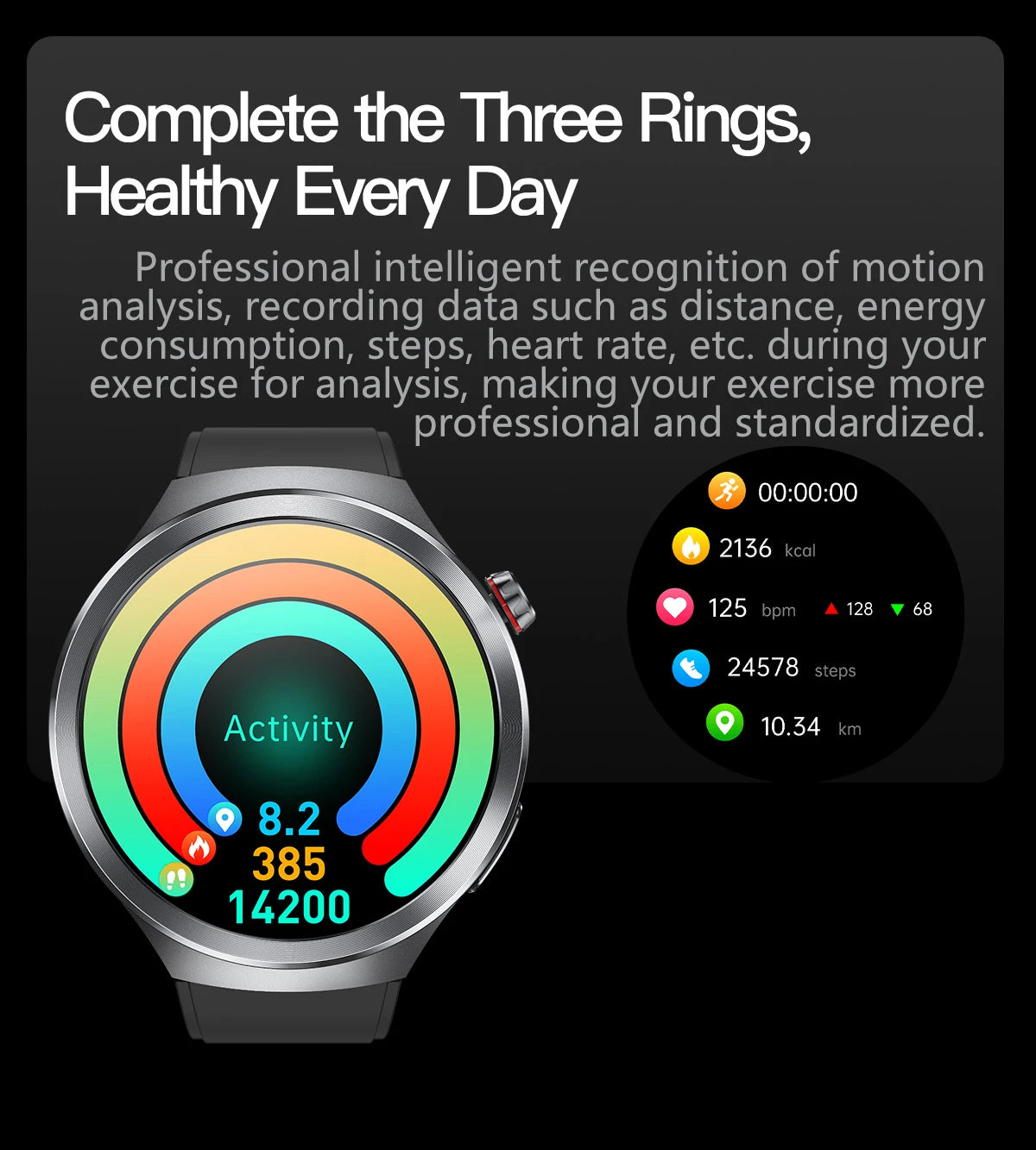 LIGE 2025 Men's ECG Smart Watch 1.73” AMOLED Screen Emotional Fatigue Monitoring NFC Access Control Fitness Tracker Watch