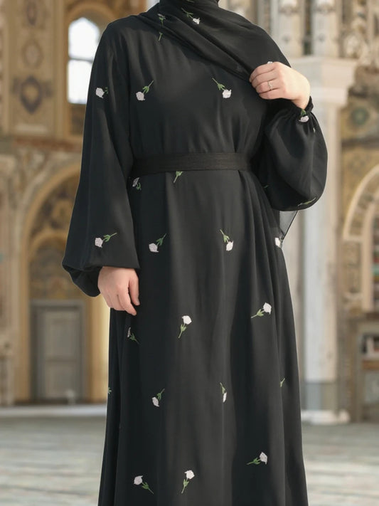 Black Muslim Kaftan Abaya Damen Dubai Arabic Embroidery Dresses Prayer Clothes Women Marocain Robe Femme Musulmane Vestidos New