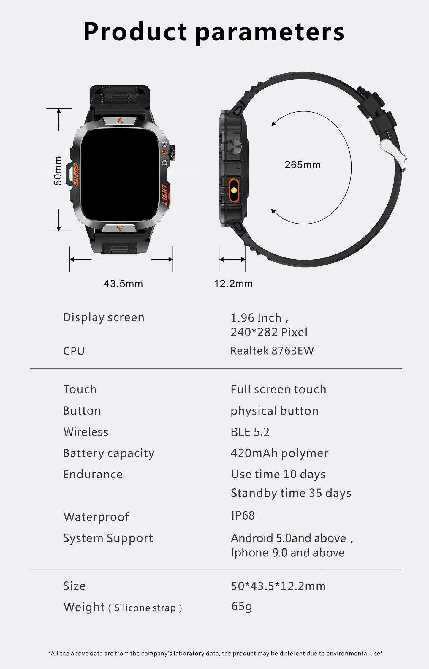 LIGE Military Smart Watch Men 1.96" Screen 3ATM Waterproof Bracelet Bluetooth Call AI Voice Sport Smartwatch With LED Flashlight