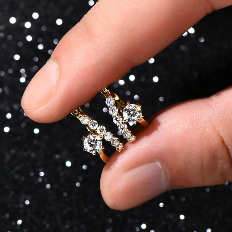 Lnngy Sparkling 4MM&2MM Moissanite Earring Original 925 Sterling Silver Hoop Earrings For Women Girls Korean INS Jewelry Gifts