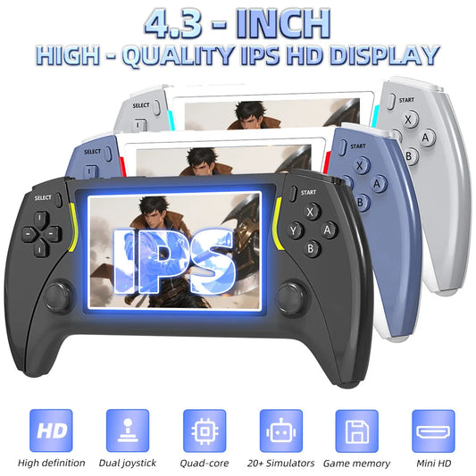 NEW Project X Portable Pocket Video Game Console Retro Handheld 4.3” IPS Screen For PS1 Retro Game Dual Joystick Player