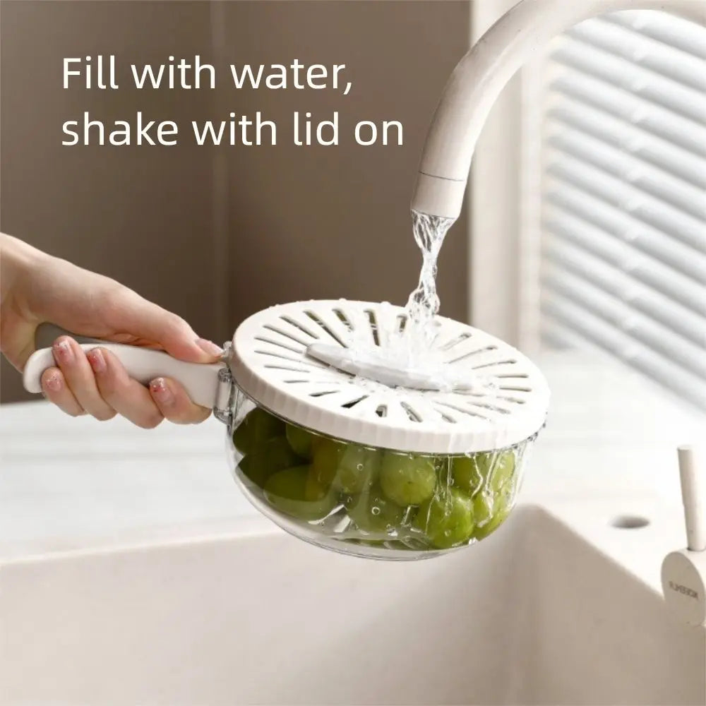 Folding Handle Rice Washing Drain Basket 2 In 1 with Lid Fruit Vegetable Washing Bowl Plastic Multi-function