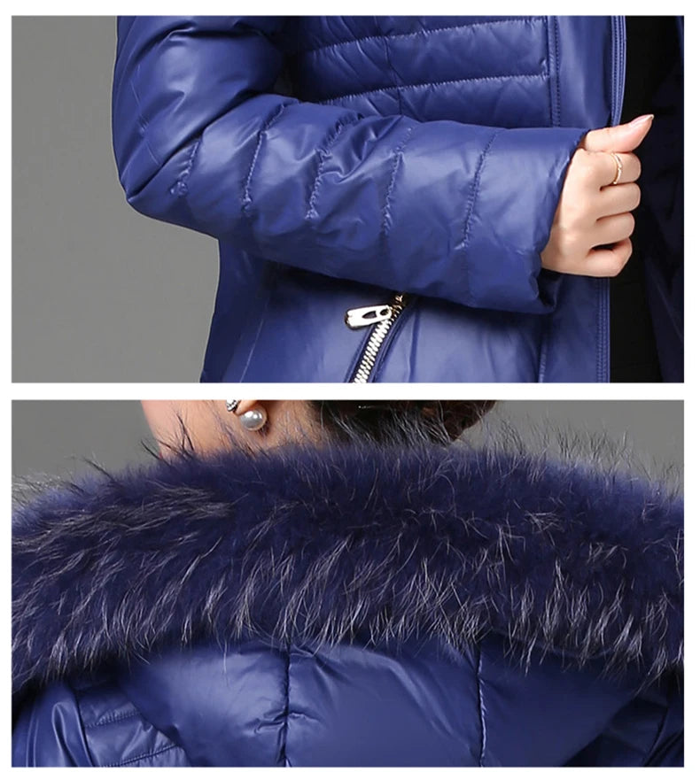 Shengyu Boya Middle-Aged and Elderly Over-The-Knee Long down Jacket Women's Jacket Thickeneded Mother's Fitted Jacket New Style