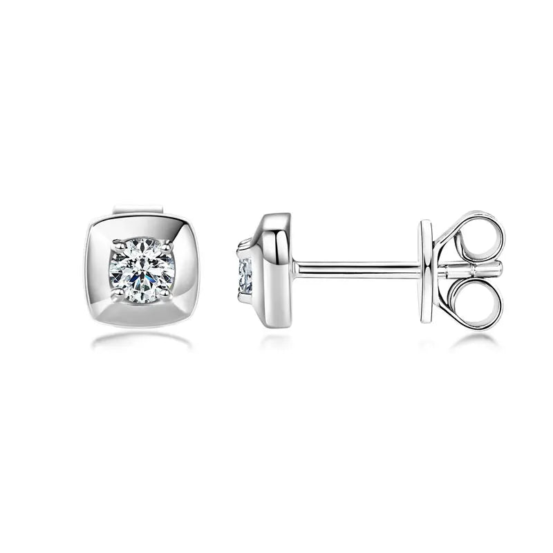 Lnngy 925 Sterling Silver Square Shape Stud Earrings Certified GRA 3mm Moissanite Earring for Women Korean INS Mini Jewelry Gift