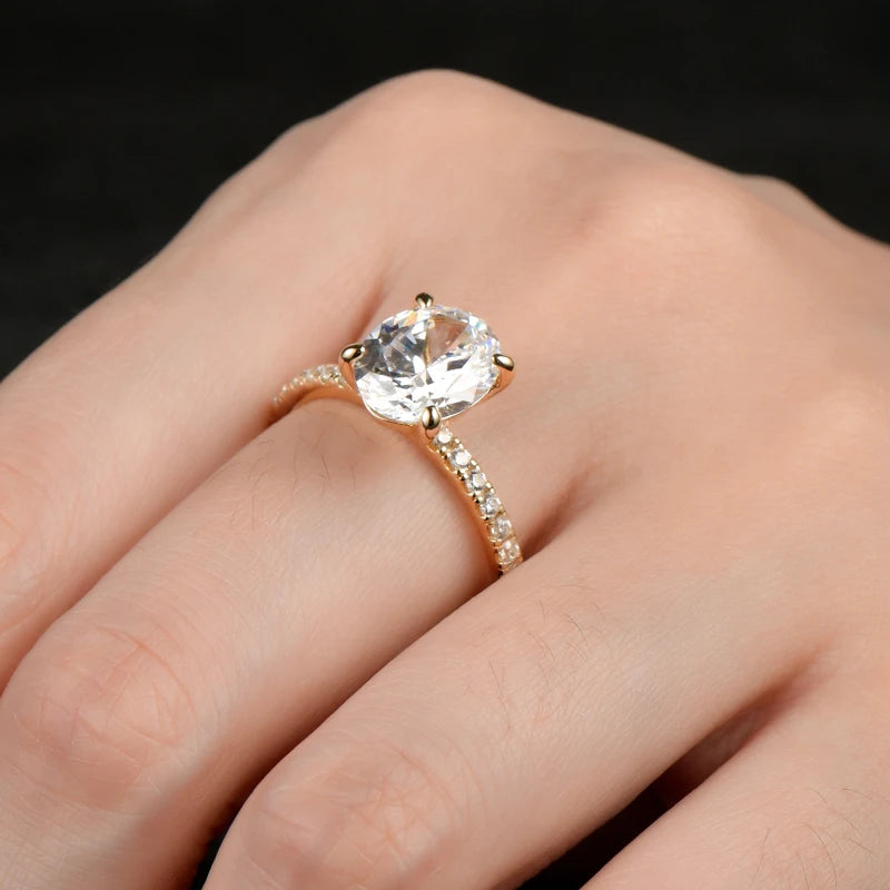 Lnngy Exquisite Oval Cut 10x8mm Simulated Diamond Ring for Women Original 925 Sterling Silver Wedding Engagement Rings Jewelry