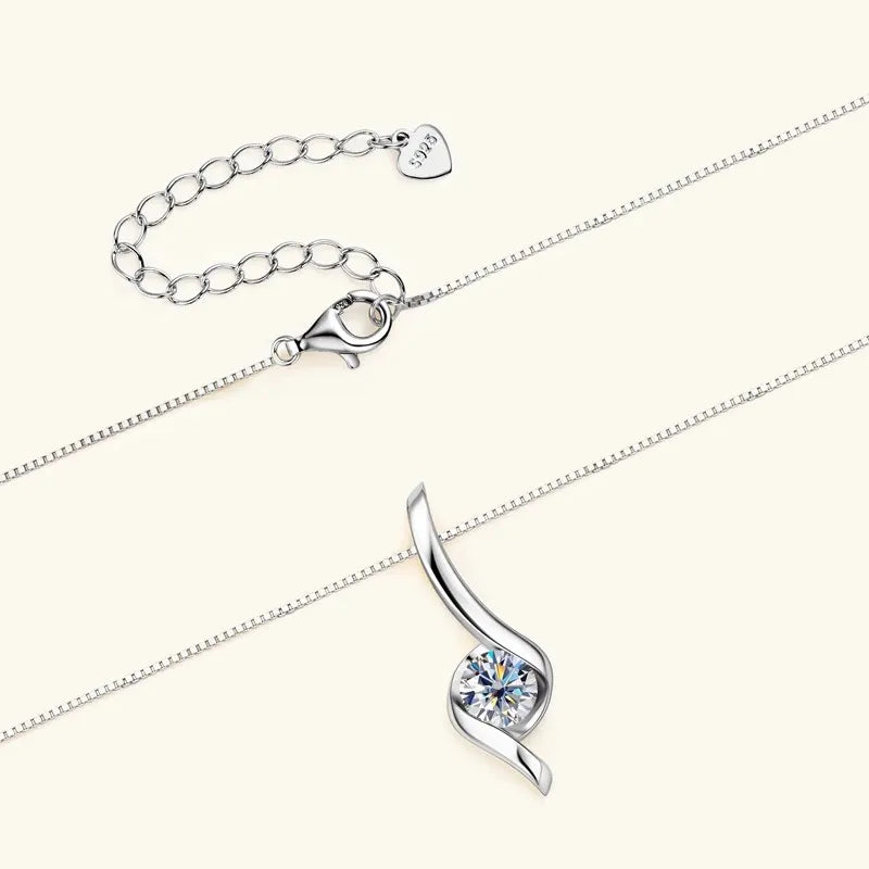 Sterling Silver 925 Real Moissanite Jewelry Set for Women 2.0ctw D Color Lab Diamond Stud Earrings Pendant Necklace Sets Gift