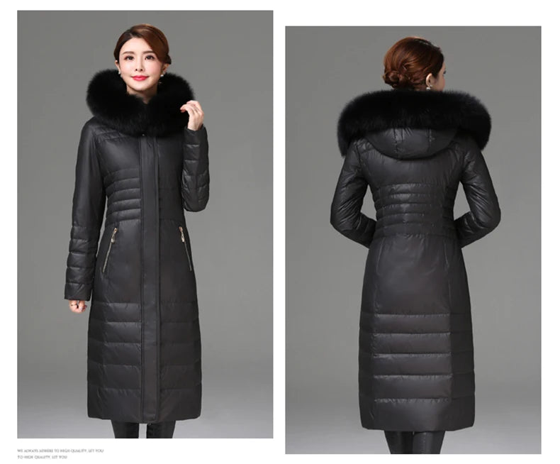 Shengyu Boya Middle-Aged and Elderly Over-The-Knee Long down Jacket Women's Jacket Thickeneded Mother's Fitted Jacket New Style