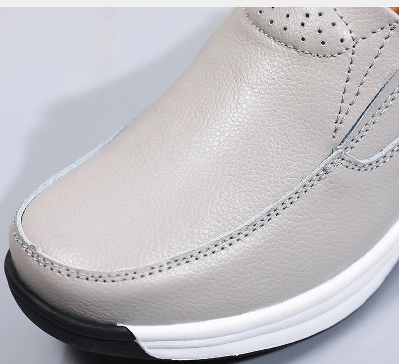 Women’s Genuine Leather Platform Loafers – Orthopedic Slip-On Casual Flats
