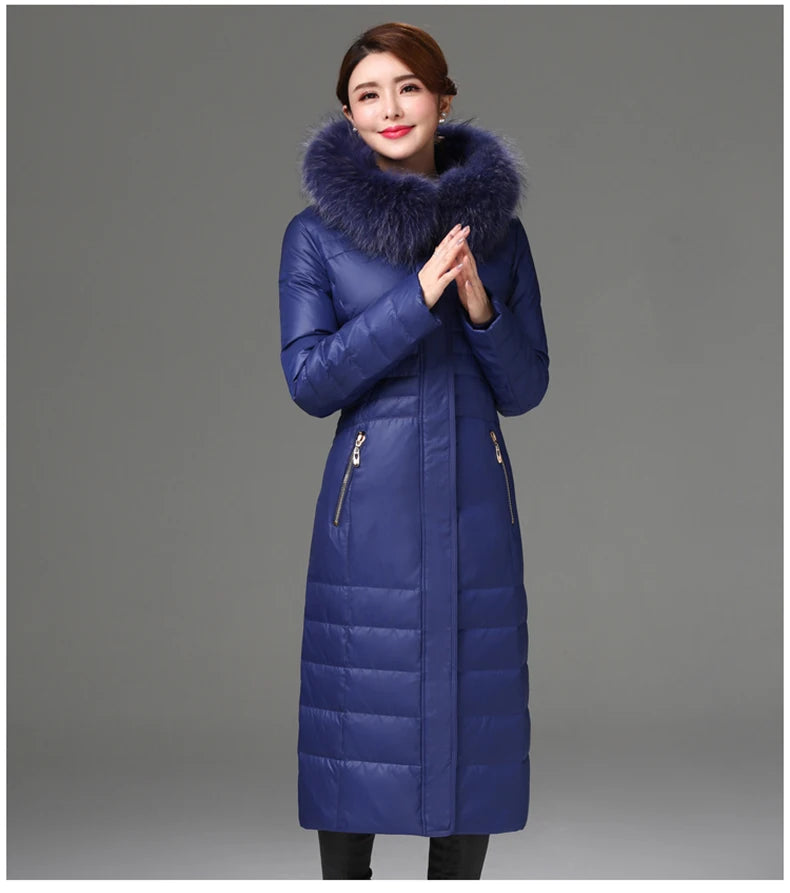 Shengyu Boya Middle-Aged and Elderly Over-The-Knee Long down Jacket Women's Jacket Thickeneded Mother's Fitted Jacket New Style