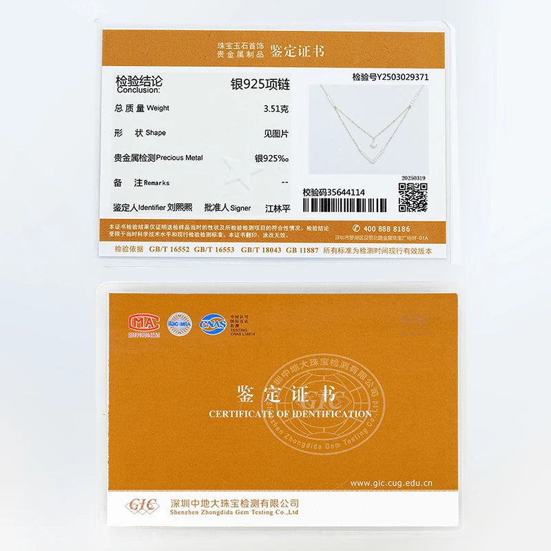 Lnngy Sparkling 3mm&1.8mm Round Moissanite Necklace 925 Sterling Silver Fashion V-Shape Necklaces for Women Fine Jewelry Gift