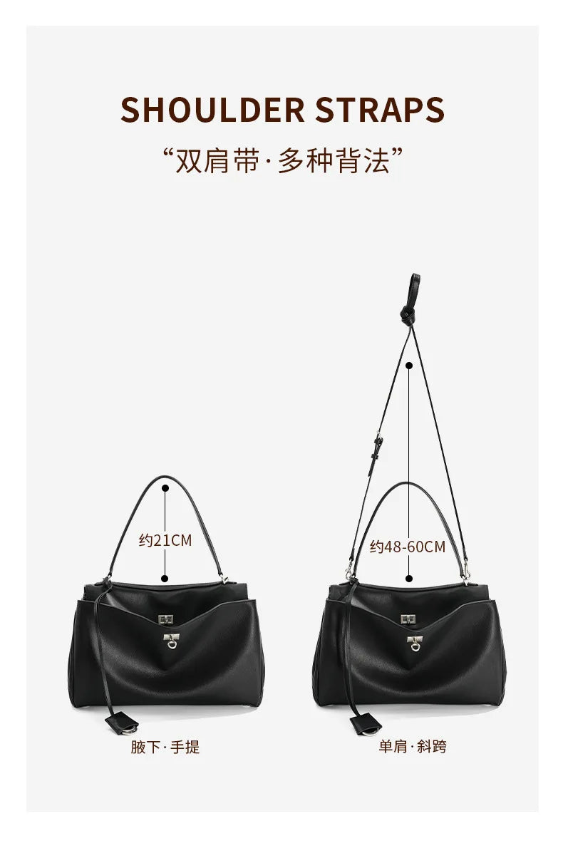 Rodeobag leather handbag, single shoulder crossbody bag, large capacity women's commuting high-end tote bag